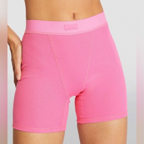 Skim's Cotton-Blend Ribbed Boxer Shorts Size XS in Bubble Gum NWT in packaging - Picture 1 of 9